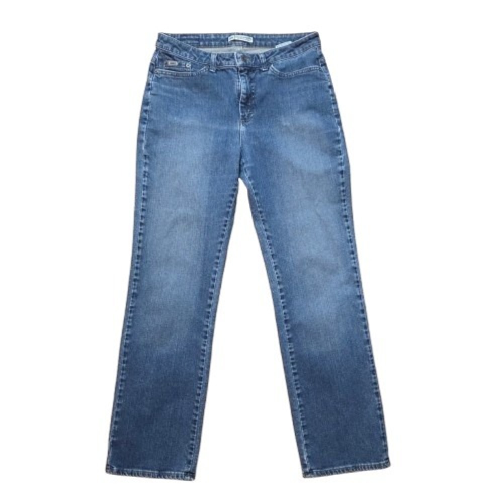 Lee Jeans Size 10 Natural Straight Leg Mid Rise Medium Wash Stretch Denim
